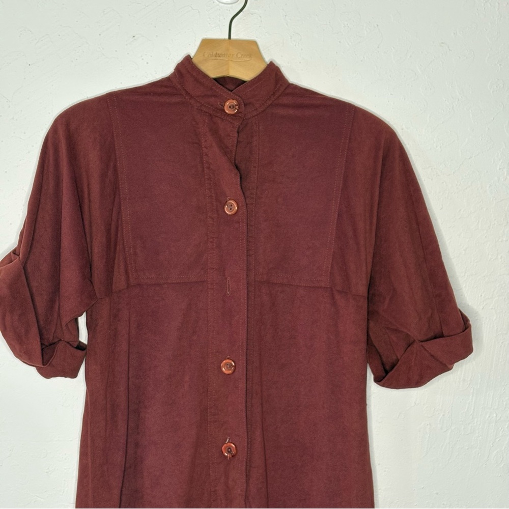 70s Vtg Rainbow of California Suede Shirt‎ Dress Red Women’s Small Button Long